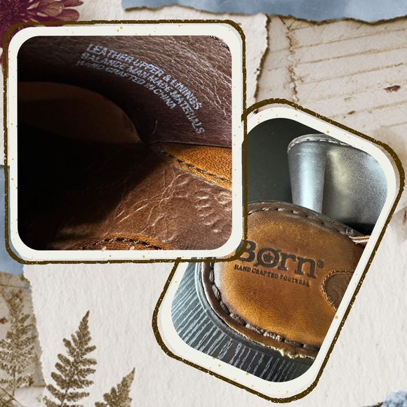 Born Brown Leather Wedge Clogs Size 6 / 36.5 | Handcrafted Buckle Mule Heels - Picture 5 of 7